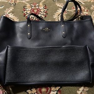 Large navy blue Coach tote bag